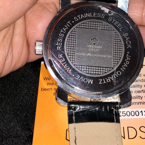 Real diamond men leather watch 1/10ct NOT CZ SALE! - Picture 5 of 7